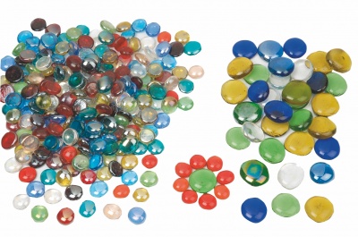 Skleněné nugety perleťové cca 220 ks o vel.1,5-2 cm